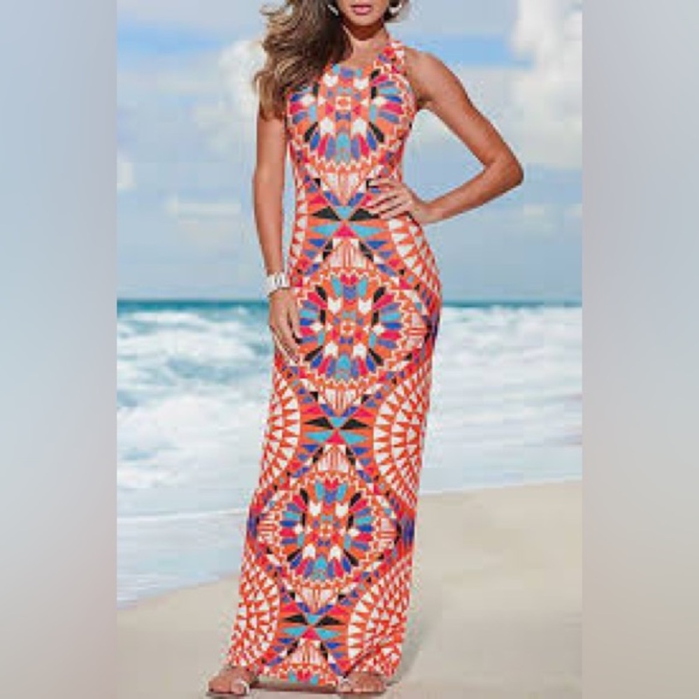 Venus Multicolor Patterned Maxi Dress - image 5